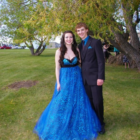 Blue Leopard Print Grad Dress - Picture 5 of 5